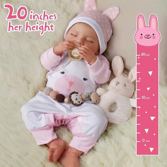 🆕20 Inch Girl Silicone Full Body Sleeping Realistic Newborn  Reborn Baby Doll - Picture 4 of 7